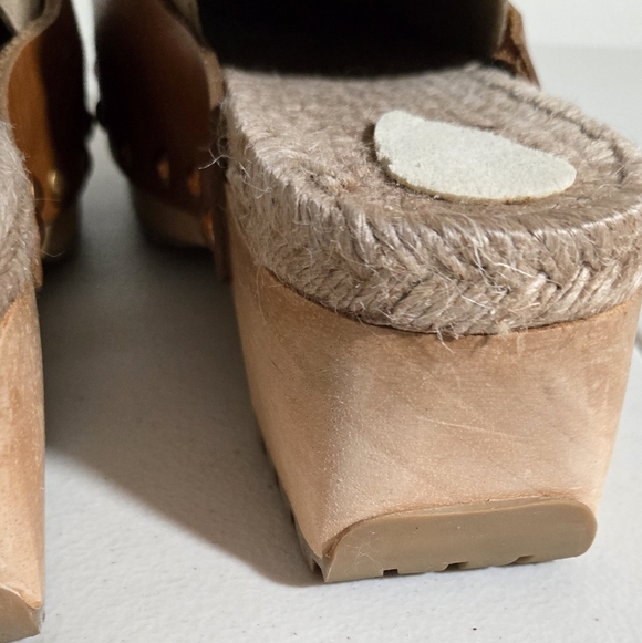 See by Chloe Joline Buckle Espadrille Brown Leather Studded Clog Sandals Size 38 - Picture 12 of 16